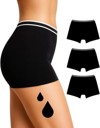 NoBlood Boxer Menstrual Briefs Strong Flow Pack of 3 Women's Briefs for Girls, 12 Years/4XL
