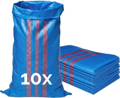 Garronda - Polypropyleen Zak Blauw - 105 x 65 cm - 10 Stuks – Tuinafvalzak - Geweven Zakken van PP - Voor zand en opslag – Scheurvast - Belastbaar tot 50 kg – Veelzijdig inzetbaar – Zandzakken – Tuinzak – Hoogwaterbescherming – GD-ROM-Bag80