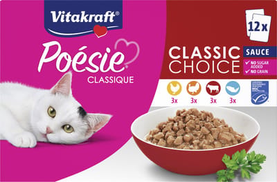 Vitakraft Poésie Classique multipack - natvoer - vlees & vis - 5 verpakkingen 12x85 gr