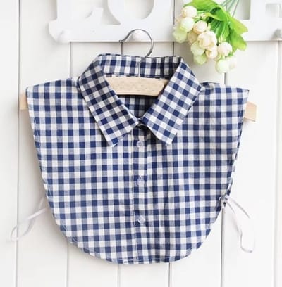 Actie4you® - Losse kraag - Blouse kraagje - Nep los kraagje – Nep Kraagje – Punt kraag – Blauw Wit Geblokt