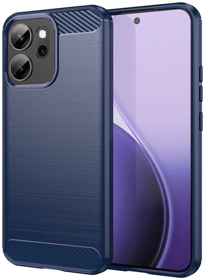 Geborsteld TPU Hoesje Geschikt voor Oppo Reno 14 F | Beschermhoes | Back Cover | Flexibel TPU | Stijlvol Carbon | Dun | Blauw
