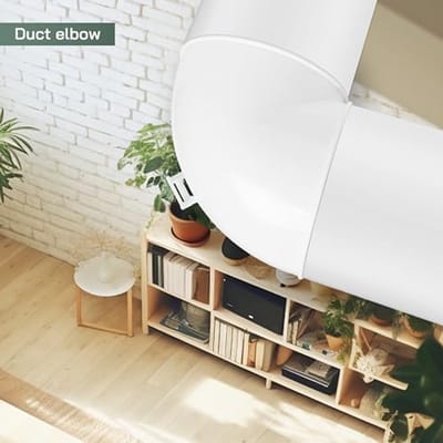 100 mm / 4 inch witte kunststof 90 graden elleboog bocht buisconnector voor ventilatiesystemen