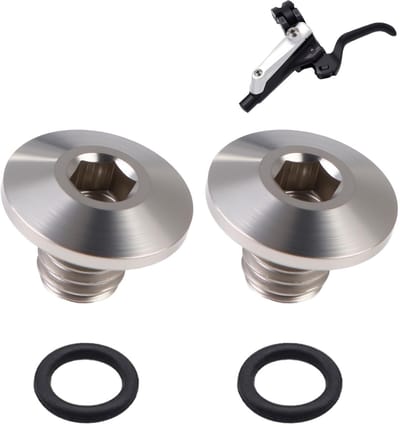 Allecto Plus - 2-delige set fietsontluchtingsschroeven met O-ring voor oliekapschroef, TC4-titaniumlegering, M5 x 10 mm - compatibel met Shimano XT SLX Zee Deore LX - titaniumkleur