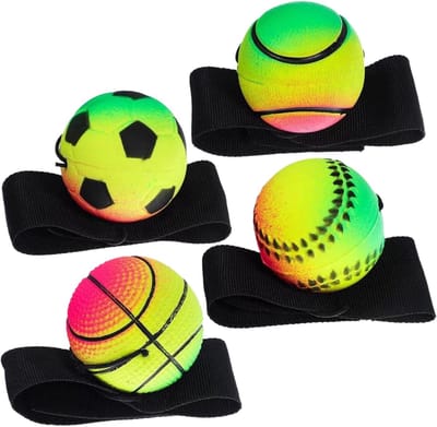 Polsbal Set - Stuiterbal Retourbal - Kracht Training - Bounce Return Functie - 4 stuks - Multicolor