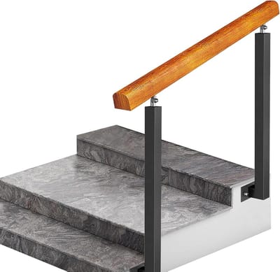 Buitentrapleuning - Stevig Hout Ijzer - Veilig Traplopen - Verstelbare Hoek - Hoogte 85cm - Zwart