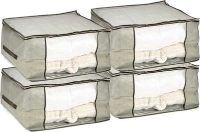 Arte r opbergtas/beschermhoes beddengoed/kleding - 4x - grijs - 60 x 45 x 30 cm