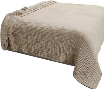 Mousseline Deken - Katoenen Dekentje - Comfortabel Ontspannen - Ademend Open Weefsel - 110x110 cm - Khaki