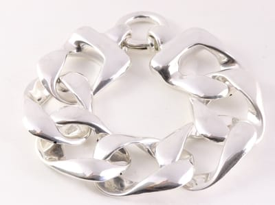 Hoogglans zilveren armband met grote gourmet schakels