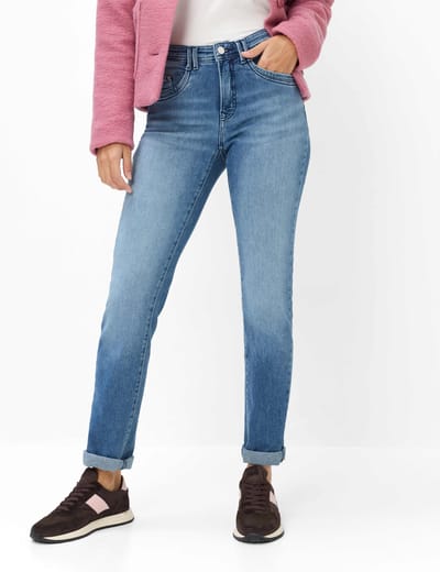 Brax Dames Jeans  Style CAROLA USED LIGHT BLUE, denim lichtblauw, maat 32