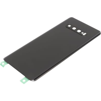 Cache Batterie Arrière en Verre de Remplacement Panneau de Porte Arrière avec Adhésif et Lentille de Caméra Pré-installés pour Galaxy S10+Plus G975 noir