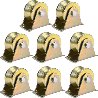 Set van 8 Stuks 1.2 Inch U Groef Stalen Swivel Pulleys voor Touwen, Zware Kracht Rollen voor Kledinglijn en Industriële Toepassingen