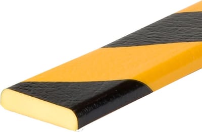 Knuffi stootrand vlakprofiel type F – geel-zwart – 5 meter - Geel & Zwart - 500 cm x 40 mm x 11 mm- - Polyurethaanschuim (PU) - - Voor binnen & buiten