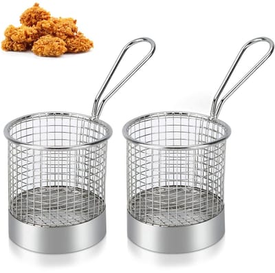 Dailygoods- Frituurmand - 2-delig - Rond - Roestvrij staal - Mini