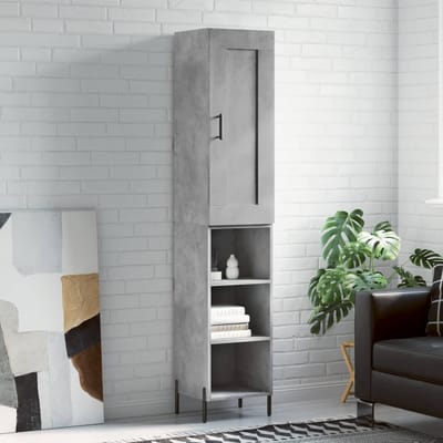 vidaXL - Hoge - kast - 34,5x34x180 - cm - bewerkt - hout - betongrijs