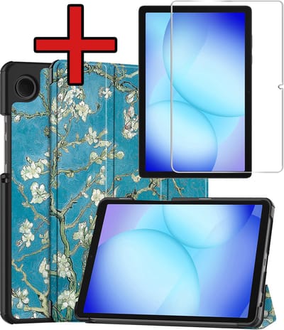 Hoesje - Geschikt voor Samsung Galaxy Tab A11 Plus / A9 Plus - Met Screenprotector - Hardcover Book Case - Trifold Bookcase Hoes - Hard Cover - Tablethoes - Bloesem