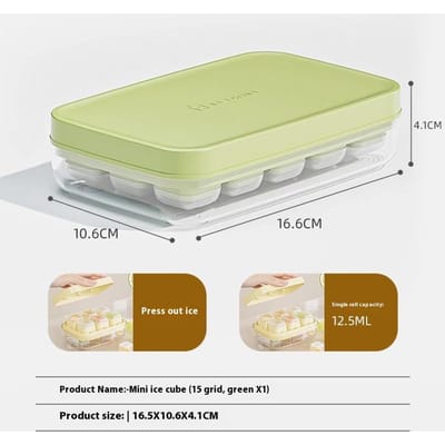15 Mini Moule à Glaçons en Silicone Moule à Glaçons Presse à Glaçons Portable Maison Artéfact à Glaçons avec Couvercle Hockey sur Glace Maison beige