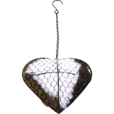 Cœur Nid d'Oiseau Fait Main Remplissable Support Nid d'Oiseau pour Colibris d'Extérieur white