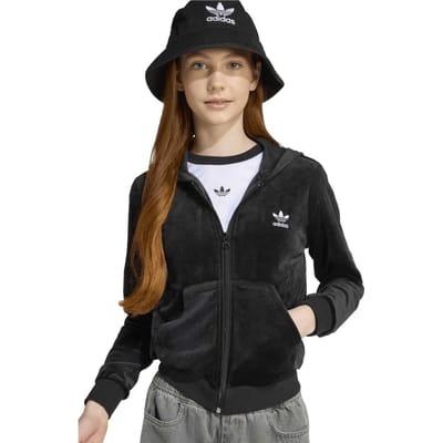 Adidas Originals Velour Zip Hoodie Black Maat: 134 | Sportkleding Outlet | Unisex | Zwart
