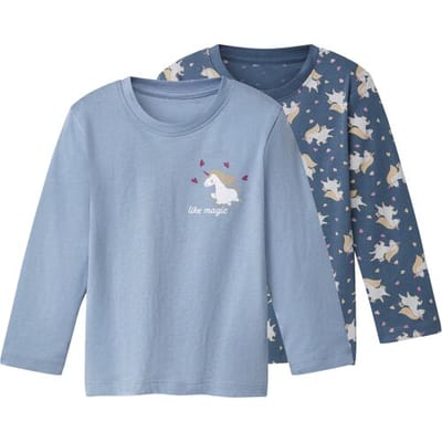lupilu Set van 2 kinder longsleeves (Blauw, 86/92)