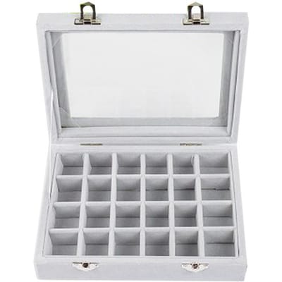 Sieraden Display Tray Classic 24 Grids Fluwelen Oorbel Oorbellen Ring Display Tray Opbergcontainer Organizer Sieraden Display grijs