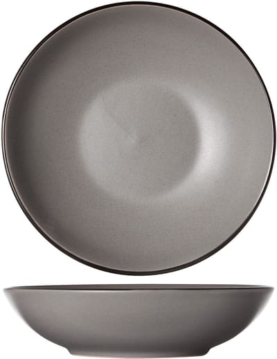 Set van 6 Speckle Grey Diepe Borden met zwarte boord