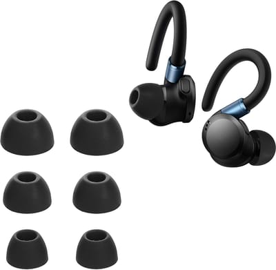 kwmobile 6x cover voor in-ear oortjes geschikt voor Anker Soundcore Sport X20 - Vervangende oordopjes van siliconen in zwart - 3 maten