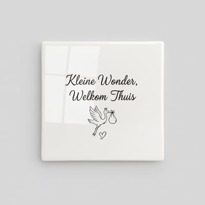 Kleine Wonder Welkom Thuis Keramische Tegel 15x15 cm – Baby Quote Wanddecoratie & Kraamcadeau