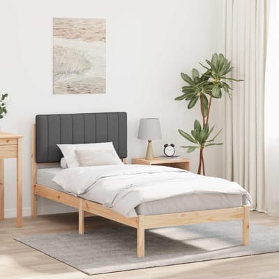 vidaXL - Bedframe - met - Gevoerde - Hoofdbord - Donkergrijs - 90 - x - 190 - cm