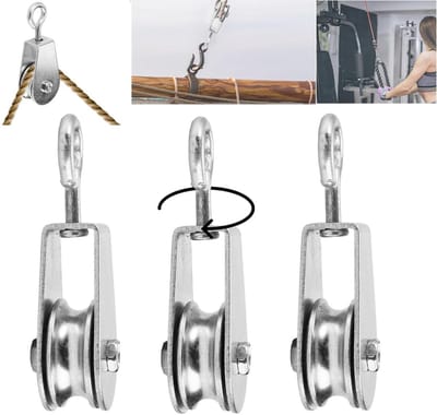 Dailygoody - Katrollen Roestvrij Staal - 360° Draaibare Katrol - Draagvermogen 30kg - Klein formaat - Ideaal voor DIY en Fitness - Geschikt voor