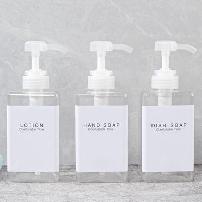 Famanu – Wanddispensers voor shampoo en conditioner met pomp – Zonder boren – Set van 3