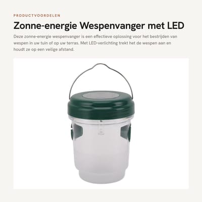 Dailygoods - Zonne-energie Wespenvanger met LED Verlichting