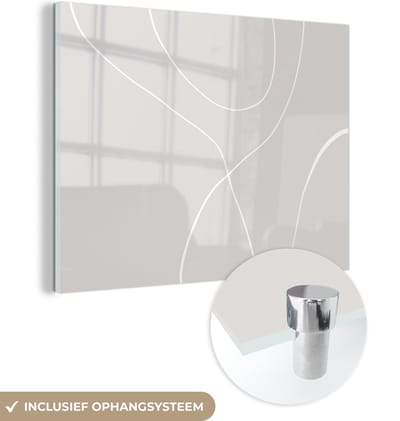 MuchoWow® Glasschilderij 120x90 cm - Schilderij acrylglas - Line art - Abstract - Pastel - Foto op glas - Schilderijen