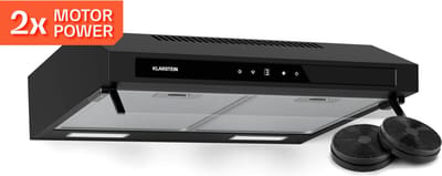 Klarstein Afzuigkap Purista Force - Wandafzuigkap - 60 cm - 343 m³/h - Dual 2x60 W motoren - LED touch panel - LED verlichting - Houtskoolfilter - CEE C - Zwart - Onderbouw Afzuigkap,8 m³/u 50 cm - voor Keuken - Recirculatie Energiezuinig