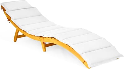 COSTWAY Zonneligstoel, hout, inklapbare ligstoel met kussen en inklapbare hoofdsteun, ergonomische ligstoel, terrasligstoel, belastbaar tot 180 kg, houten ligstoel voor tuin, terras, achtertuin