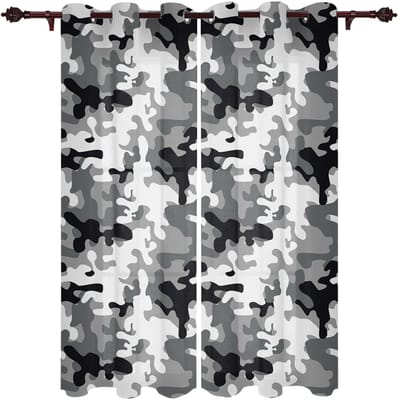 Camouflage Groen Bruin Geometrisch Luxe Huis Gordijnen Huisbenodigdheden Woonkamer Slaapkamer Aangepaste Gordijnen 135W x 60H(cm)