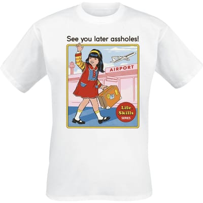 Steven Rhodes - Fun T-shirt - See You Later Assholes - XL tot 3XL - voor Mannen - wit