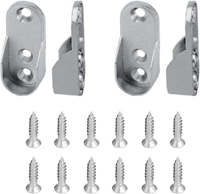 Metalen kledingrailhouder voor ovalen buis - 4 stuks - wandmontage, robuuste kledinghanger, duurzame garderobe-oplossing