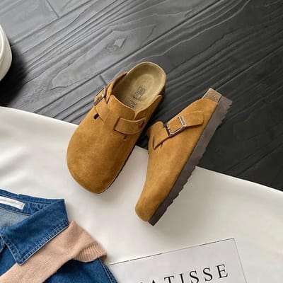 Mode Dames Suède Pantoffels Wedges Hak Kurk Muiltjes Platform Klomp Antislip Zool Gesp Buiten Thuis Schoenen 35 kameel