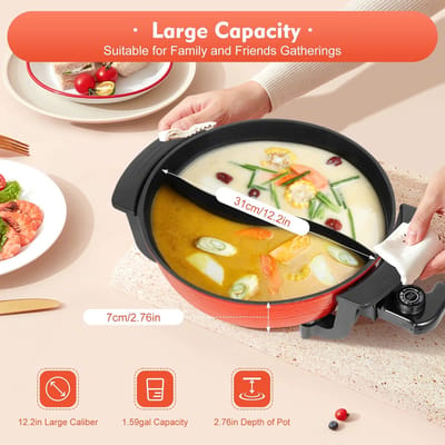 Roossentials hotpod - Elektrische hotpod - 5 temperatuurinstellingen - 6 liter antiaanbaklaag - Grote capaciteit - Multifunctionele elektrische koekenpan