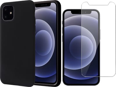 Hoesje geschikt voor iPhone 13 - Fluweelzachte Backcover - Zwart - Met Screenprotector