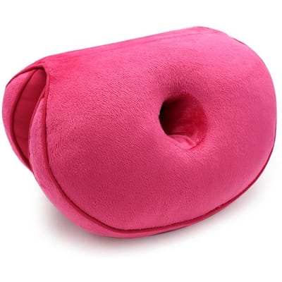 Multifunctioneel Dubbel Comfort Orthopedisch Kussen Bekkenkussen Traagschuim Heuplift Heupen Omhoog Zitkussen voor Drukverlichting rozerode kleur