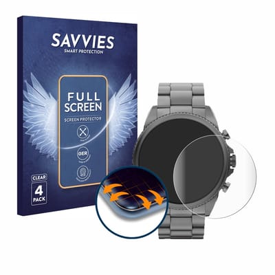 Savvies - Screenprotector voor Fossil Gen 6 (44mm) - Folie Beschermfolie transparant volledig dekking 4 Stuks
