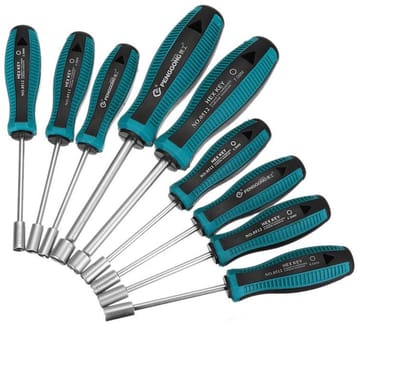 Dailygoods- Moersleutelset 9-delig - Ergonomisch Handvat - Hoogwaardige Chroom Vanadium Staal - Socket Maten 3-8mm - Corrosiebestendig - Geschikt voor DIY en Auto Reparaties - Steeksleutel