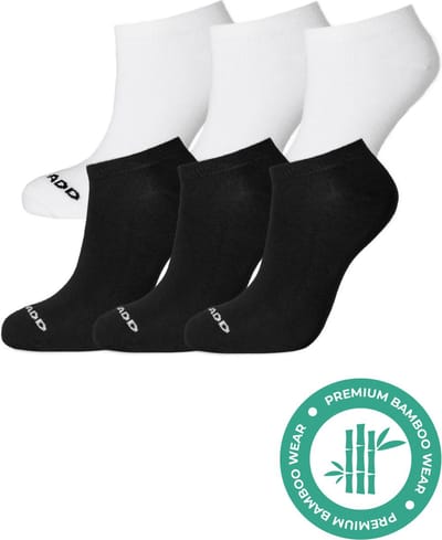 SQQUADD® Bamboe Sneakersokken - Dames en Heren - Unisex 6-pack - Maat 35-38 - Naadloos en Duurzaam - Tegen Zweetvoeten - Bamboo Sokken Sneaker - Wit Zwart Mix