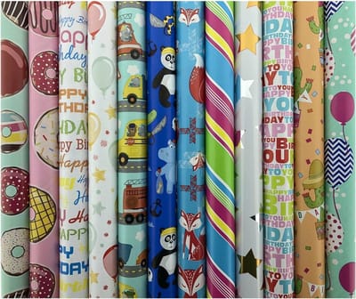 Assortiment luxe cadeaupapierinpakpapier voor kinderen CH2 - 200 x 70 cm - 5 rollen
