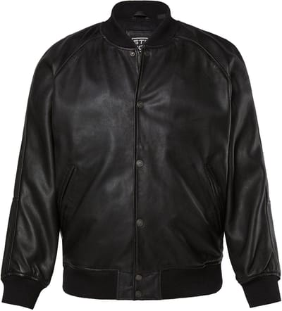 STHUGE - Heren - Leren jas lamsnappa college-jas - Zwart - Maat 7XL