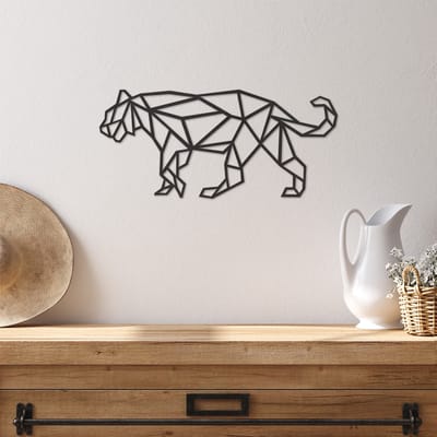 Geometrische Wanddecoratie Tijger - Geometrische Muurdecoratie Tijger - Geometrische Tijger - Muurdecoratie Hout - Wanddecoratie Hout - Muurdecoratie Woonkamer - Wanddecoratie Woonkamer - Wanddecoratie Dieren - 49 x 22.5 cm