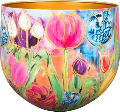 TS Collection - Bloempot Dutch beauty spring - 33x28 - Metaal & Epoxy - Exclusieve woonitems voor binnen - Handgemaakt - Unieke print - Designed by Lammie