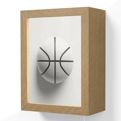 Wandlamp 15x20 cm - Oplaadbaar - Basketbal - Wit - Schaduw - Lijnen - Wandlampen binnen woonkamer - Slaapkamer lamp met kabel - Decoratieve nachtlamp - Vloerlamp snoer