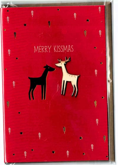 wenskaart - kerstkaart - luxe kerstkaart - Fijne kerstdagen - allerbeste wensen - houten applicatie - Merry Christmas - happy new year